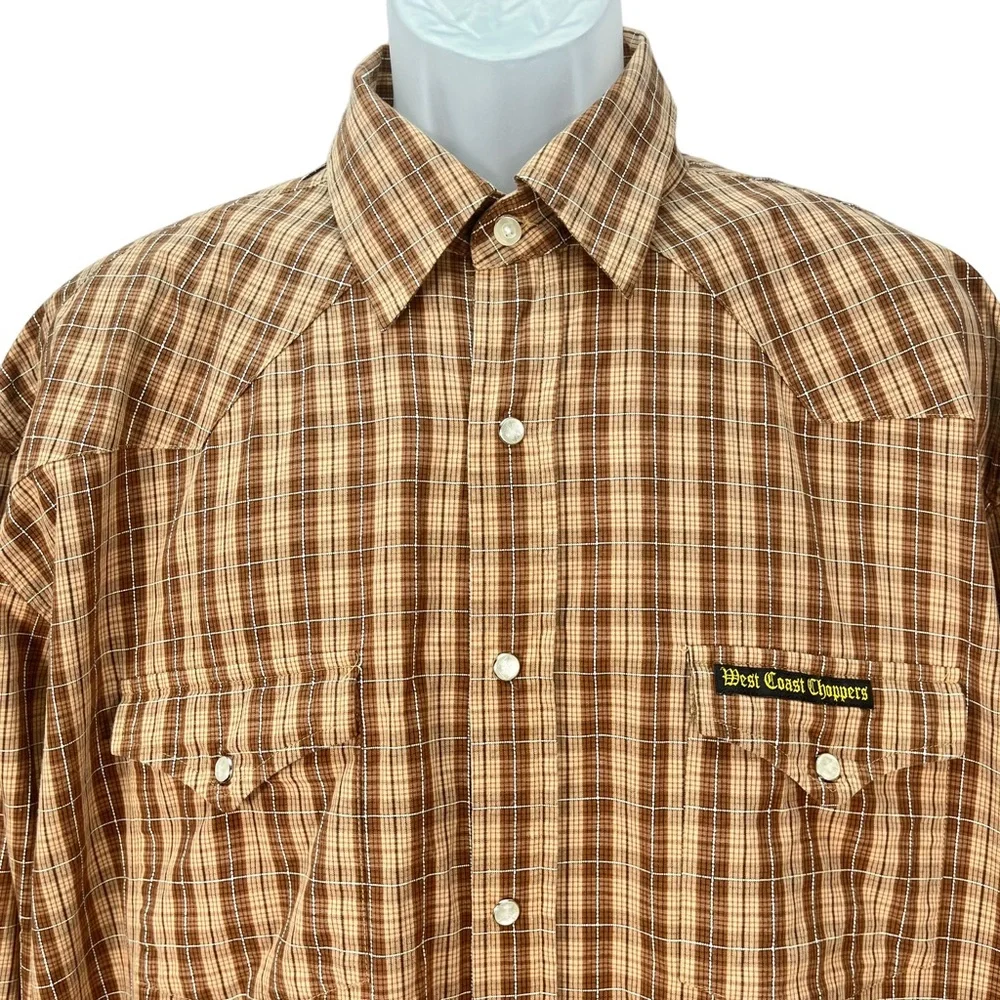 West Coast Choppers Men’s  XL‎ Jesse James Work Wear Plaid Snap Button Shirt
